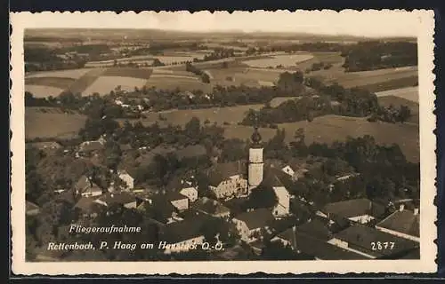 AK Rottenbach, Teilansicht mit Kirche, Fliegeraufnahme