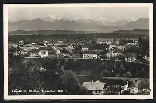 AK Lambach, Ortsansicht mit Traunstein