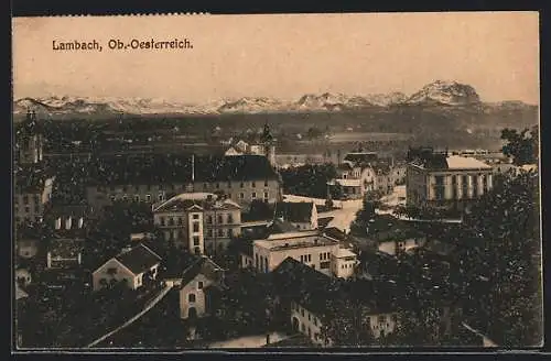 AK Lambach /OÖ, Ortspartie mit Strasse