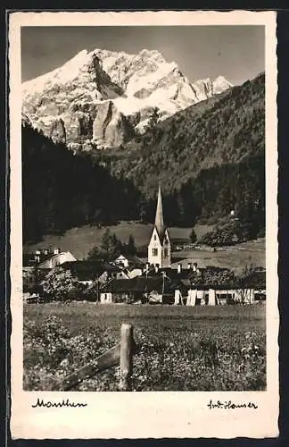 AK Mauthen, Ortsansicht mit Bergpanorama