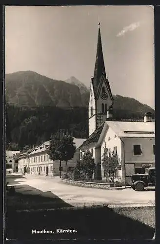 AK Mauthen, Teilansicht mit Kirche