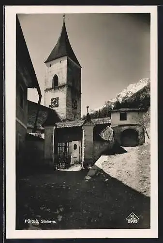 AK Pürgg, Teilansicht mit Kirche