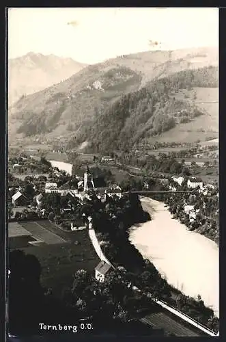 AK Ternberg, Ortspanorama mit Kirche und Fluss