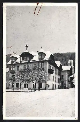 AK Schladming, Ortspartie mit Kirche im Winter