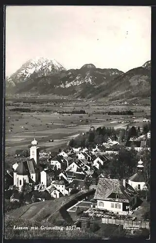 AK Liezen, Ortsansicht mit Grimming aus der Vogelschau