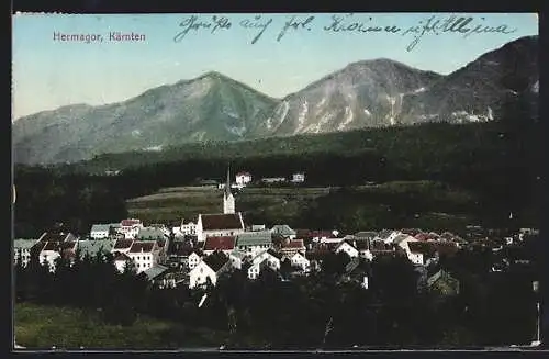 AK Hermagor, Gesamtansicht mit Bergpanorama