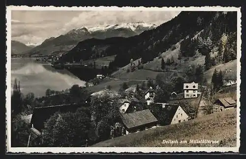 AK Dellach am Millstättersee, Ortsansicht mit Seeblick und Bergpanorama