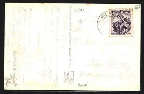 AK Mieming, Obermieming, Ortspartie mit Mieminger Kette