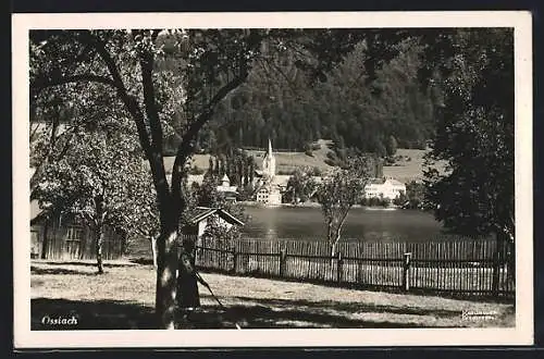 AK Ossiach, Uferpartie mit Kirche