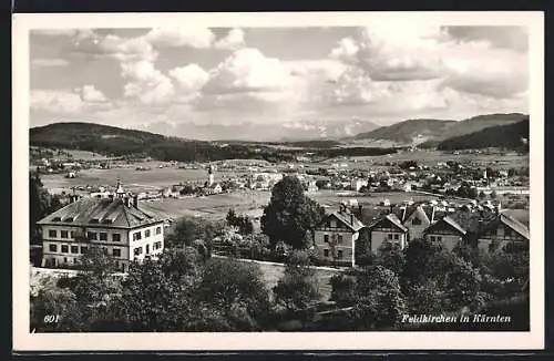 AK Feldkirchen in Kärnten, Teilansicht mit Bergen