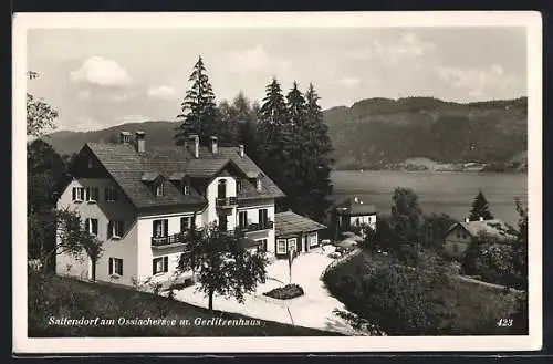 AK Sattendorf am Ossiachersee, Ortspartie mit Gerlitzenhaus