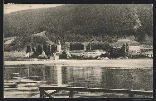 AK Ossiach i. Kärnten, Uferpartie mit Kirche