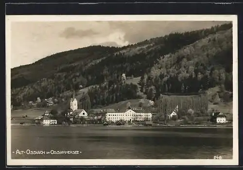 AK Alt-Ossiach am Ossiachersee, Uferpartie mit Kirche