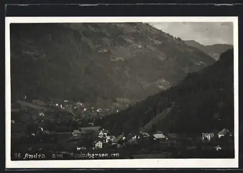 AK Villach, St. Andrä am Ossiachersee, Teilansicht mit Kirche