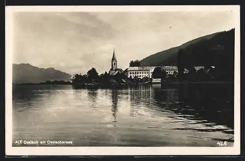 AK Alt-Ossiach am Ossiachersee, Uferpartie mit Kirche