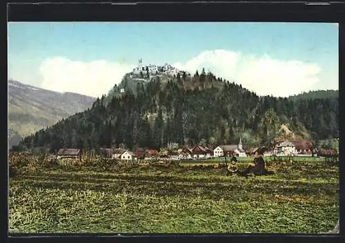AK Villach, Ansicht der Ruine Landskron