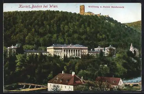 AK Baden bei Wien, Weilburg und Ruine Rauheneck