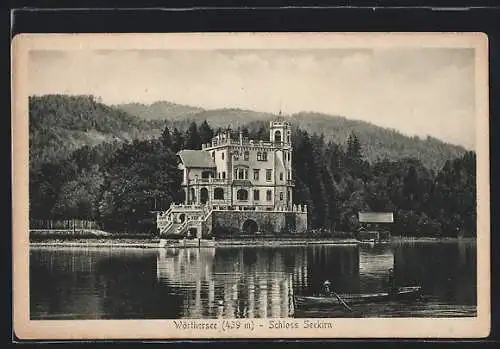 AK Maria Wörth, Sekirn am Wörthersee, Blick zum Schloss