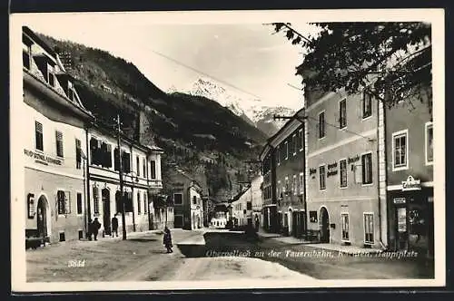 AK Obervellach an der Tauernbahn, Hauptplatz mit Bergpanorama