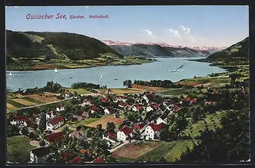 AK Steindorf am Ossiachersee, Teilansicht mit Bergen