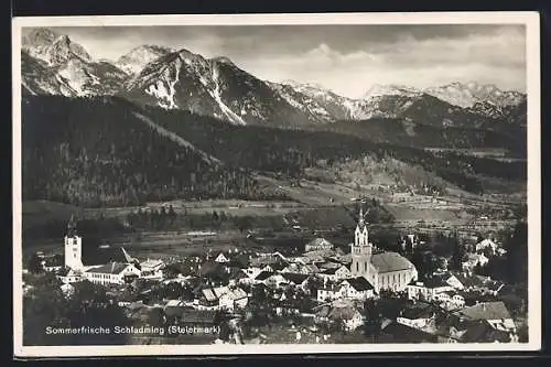 AK Schladming, Ortsansicht aus der Vogelschau