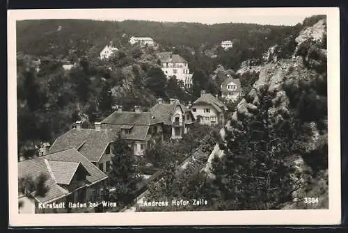 AK Baden bei Wien, Andreas Hofer Zeile mit Felsen
