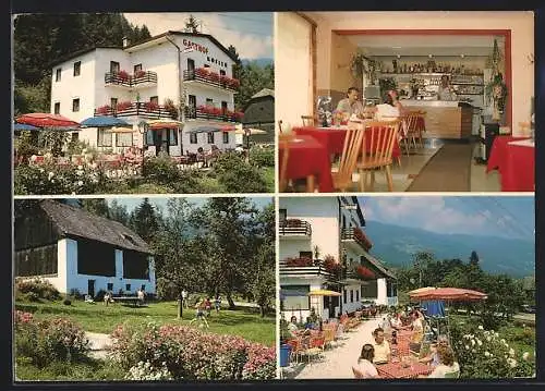 AK Bodensdorf-St. Urban am Ossiacher See, Gasthof-Pension Kofler, Burgweg 5, Innenansicht, Terrasse