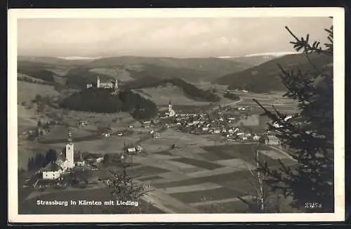 AK Strassburg in Kärnten, Teilansicht mit Kirche und Lieding