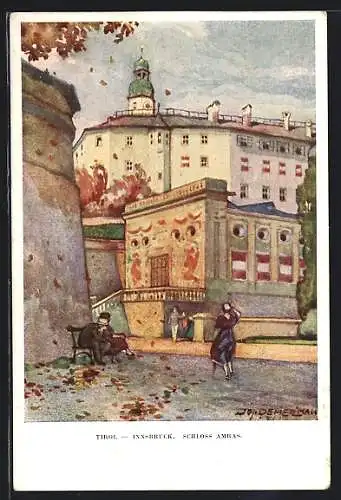 Künstler-AK Innsbruck, Schloss Amras