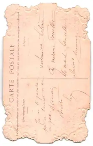 Präge-AK Vive Ste. Chatherine mit Prägerand mit Haube aus echtem Stoff