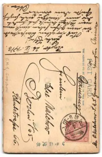 AK Japanische Pagoden, Material aus samtigem Stoff