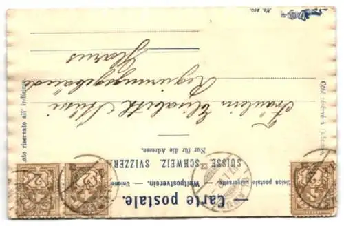 AK mit aufgeklebtem Briefumschlag mit kleinem Liebesbrief