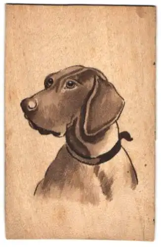 Holz-AK Jagdhund mit schwarzem Halsband