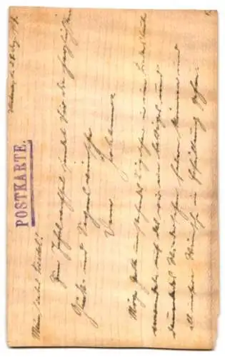Holz-AK Schwalbe mit Brief