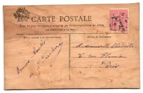 Holz-AK Küstenpartie mit einer Burgruine