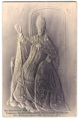 Präge-Airbrush-AK Papst Pius X.