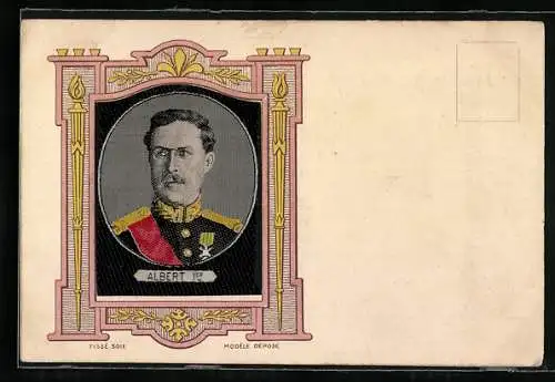Seiden-AK König Albert I. von Belgien