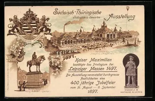 Lithographie Leipzig, Sächs.-Thür. Industrie- u. Gewerbe-Ausstellung 1897, Haupthalle für Industrie und Maschinen