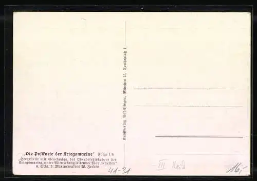 Künstler-AK Matrosen der Kriegsmarine bei einer Übung am 15cm Geschütz, Artilleriedienst