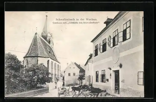 AK Schwallenbach /Wachau, Gasthaus zum Glöcklein von Schwallenbach und Kirche