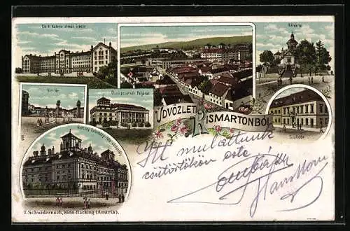Lithographie Eisenstadt, Szálloda-Hotel, Kalvarienberg, Schlossplatz