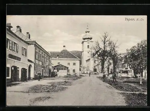 AK Ysper, Strassenpartie mit Blick zur Kirche