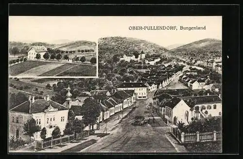 AK Ober-Pullendorf, Blick auf ein Gehöft, Hauptstrasse der Ortschaft