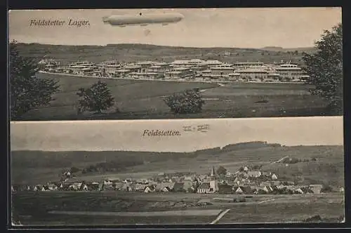 AK Feldstetten, Zeppelin über dem Ort