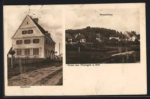 AK Filzingen a. Iller, Schulhaus, Häuser an der Hauptstrasse