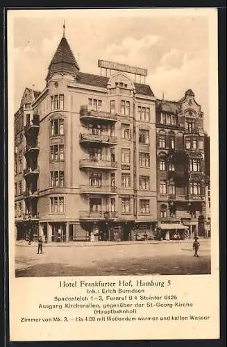 AK Hamburg-St.Georg, Hotel Frankfurter Hof am Spadenteich 1-3