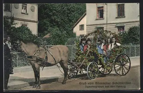 AK Biberach /Riss, Gruss vom Biberacher Schützenfest, Zigeunergruppe aus dem Festzug