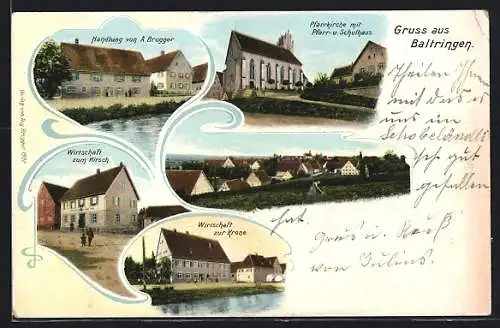 AK Baltringen, Handlung von A. Brugger, Gasthaus zum Hirsch, Gasthaus zur Krone