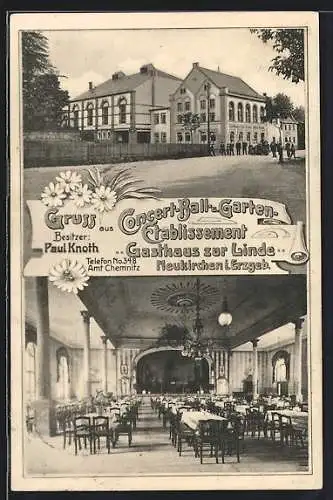 AK Neukirchen i. Erzgeb., Gasthaus zur Linde, Innenansicht