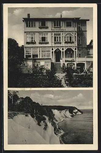 AK Sassnitz a. Rügen, Fremdenheim Meeresblick, Küstenpartie